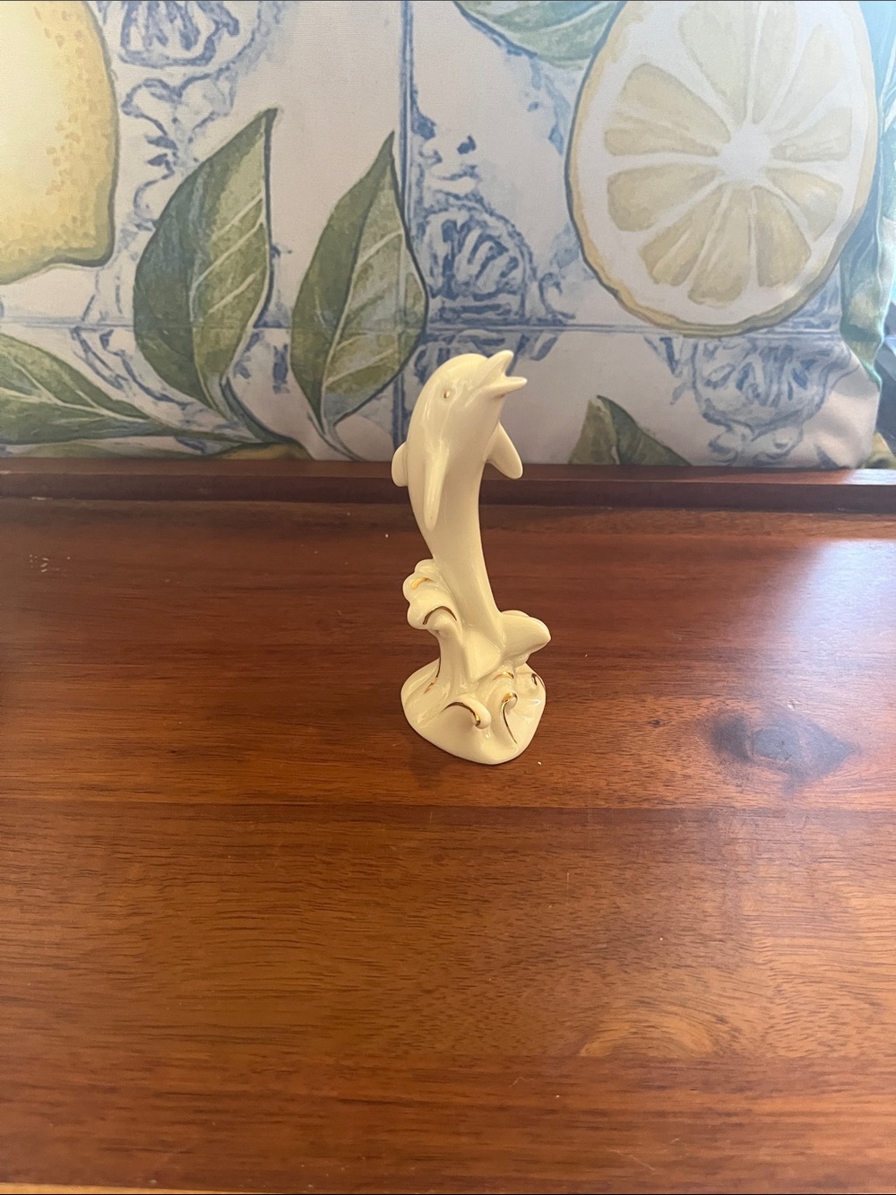 Lenox Cream Dolphin Figurine with Subtle Gold Accents